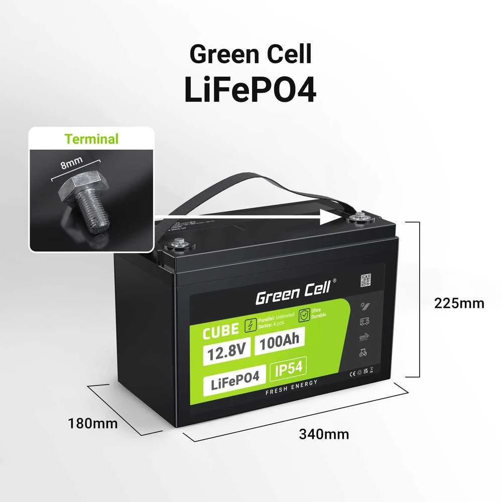 Green Cell „Žalias Cell“ Žalias Cell LFPGC12V100AH UPS akumuliatorius ličio geležies fosfatas (LiFePO4) 12,8 V 100 Ah