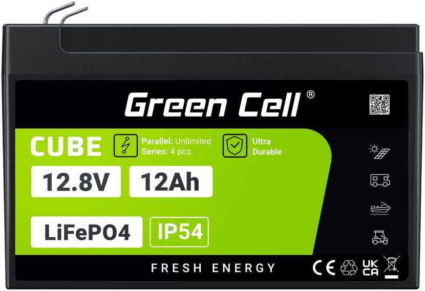 Green Cell „Žalias Cell“ Žalias Cell LFPGC12V12AH UPS akumuliatorius ličio geležies fosfatas (LiFePO4) 12,8 V 12 Ah