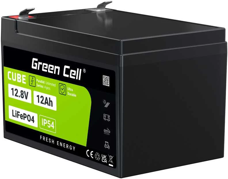 Green Cell „Žalias Cell“ Žalias Cell LFPGC12V12AH UPS akumuliatorius ličio geležies fosfatas (LiFePO4) 12,8 V 12 Ah