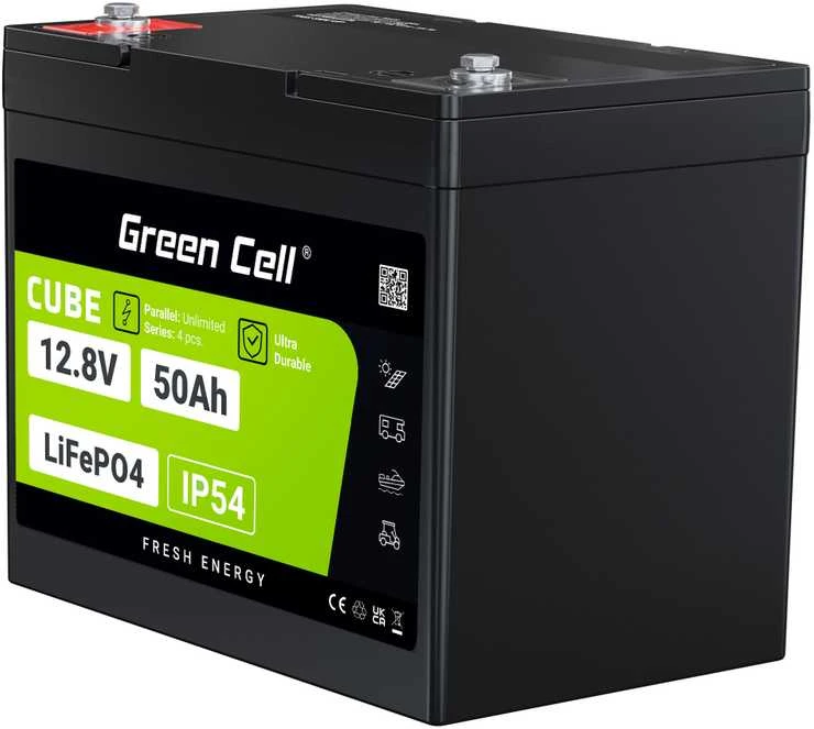 Žalias Cell Žalias Cell CUBE LiFePO4 50Ah 12.8V 640Wh ličio geležies fosfato baterija kemperiui, golfo vežimėliui, vėjo jėgainei