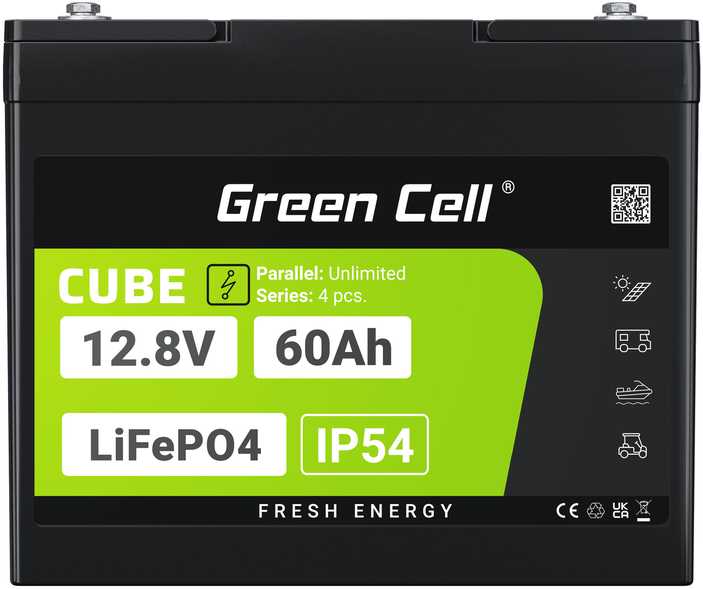 „Žalias Cell“ Žalias Cell LFPGC12V60AH UPS akumuliatorius ličio geležies fosfatas (LiFePO4) 12,8 V 60 Ah