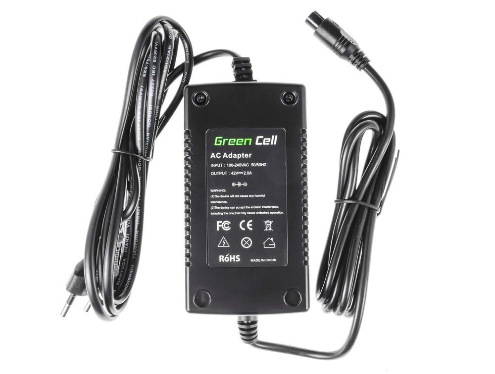 Green Cell Žalias Cell Žalias Cell Įkroviklis elektriniam dviračiui E-Bike 3-Pin 42V 2A