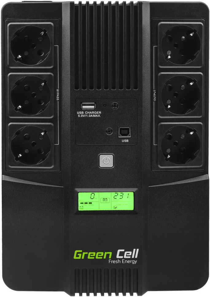 Green Cell Žalias Cell GREENCELL UPS06 UPS Žalias Cell AiO su LCD 600VA