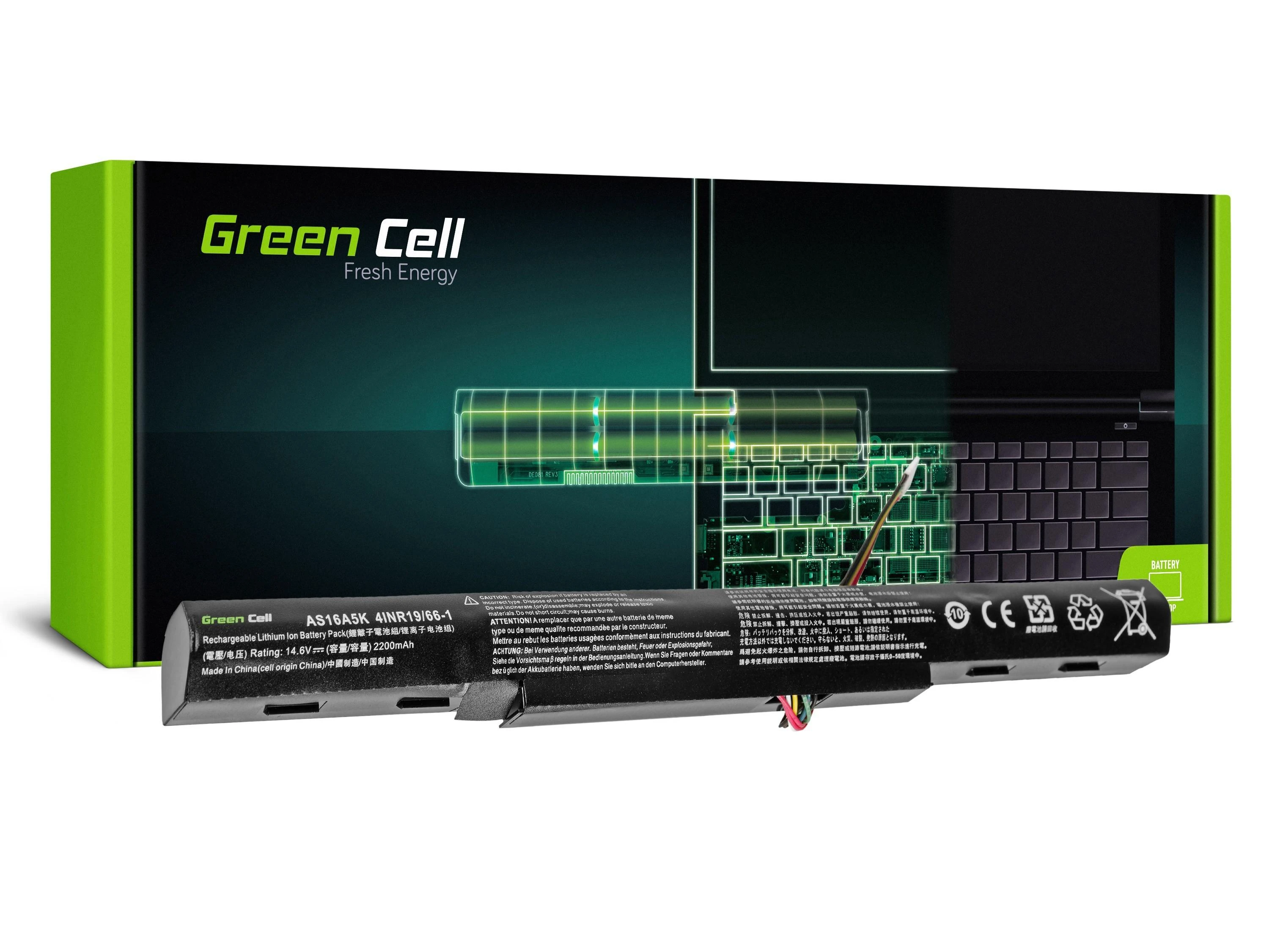 Green Cell Žalias Cell GREENCELL AC51 Baterija Žalias Cell AS16A5K skirta Acer Aspire E 15 E15 E5-575 E5-575G E 17 E17 E5-7