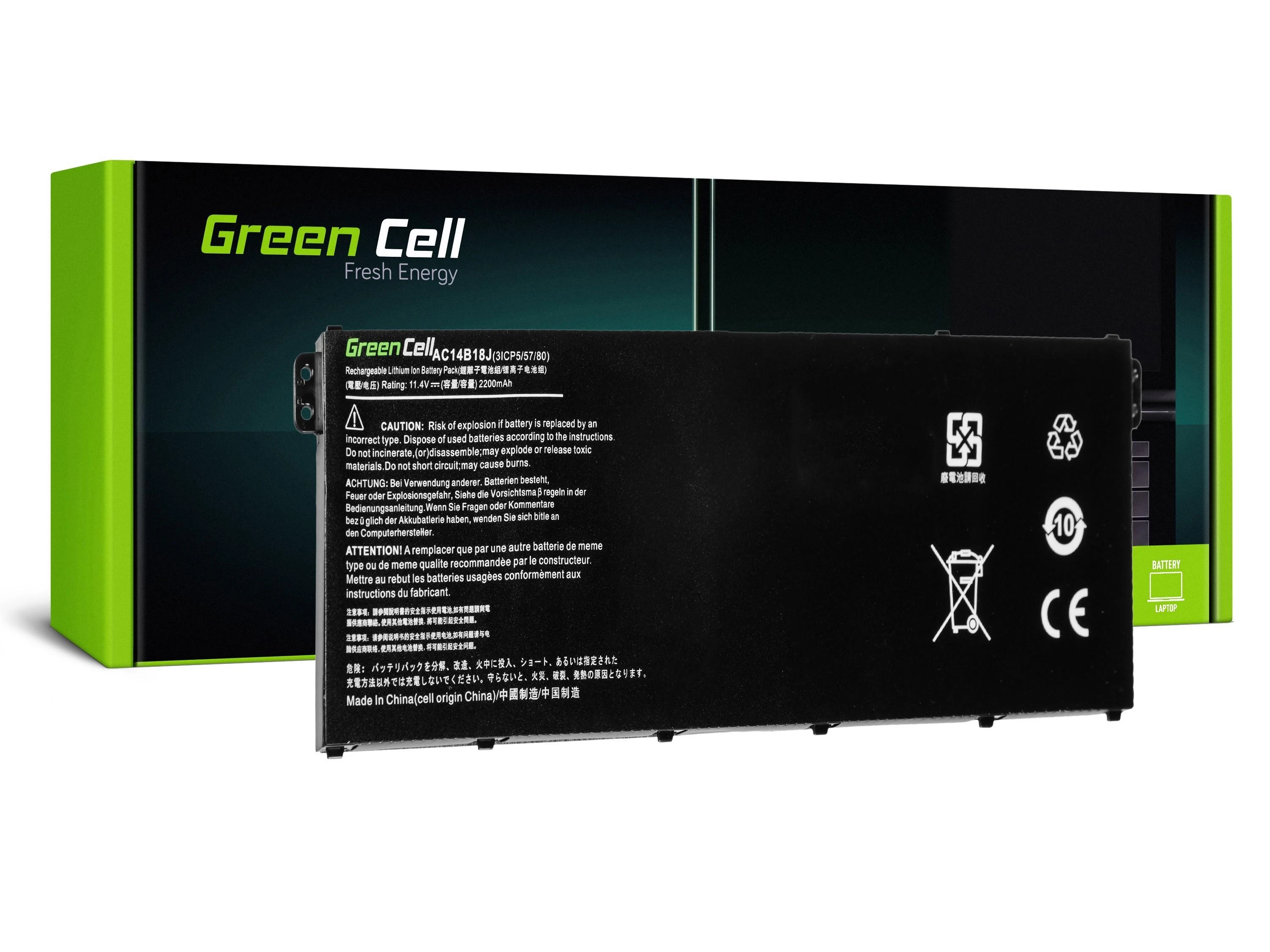 Green Cell Žalias Cell GREENCELL AC52 Baterija Žalias Cell AC14B8K AC14B18J skirta Acer Aspire E 11 ES1-111M ES1-131 E 15 E