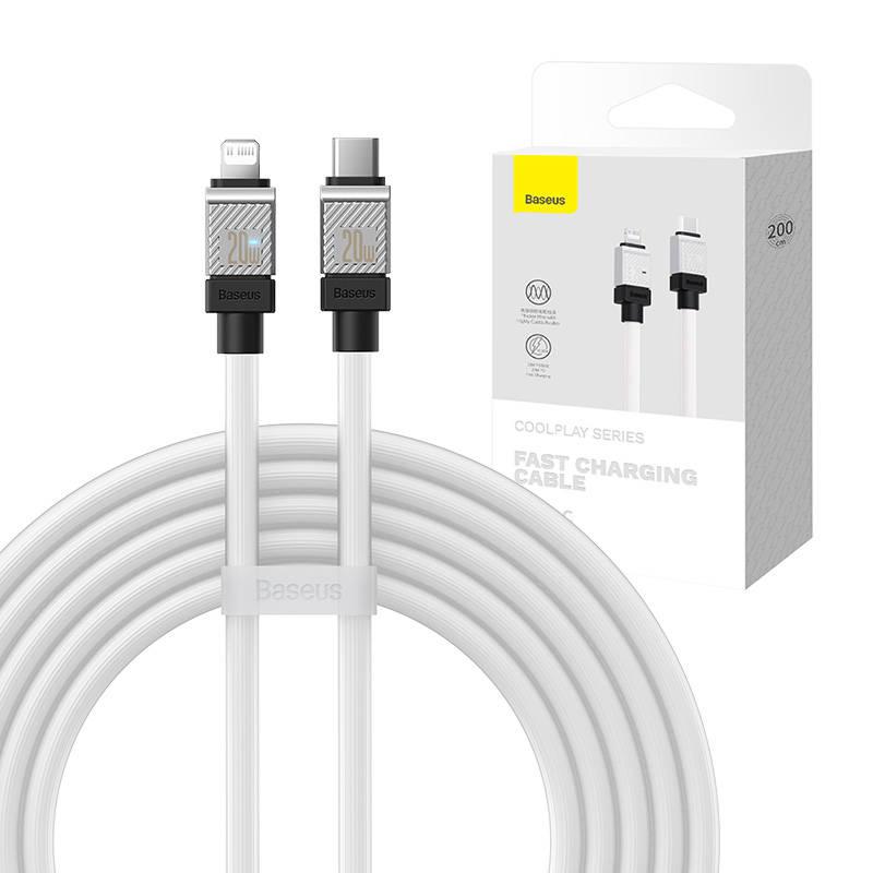 Greito įkrovimo kabelis Baseus USB-C su Coolplay Series 2m, 20W (baltas)