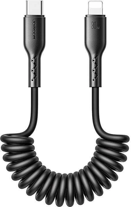 Greito įkrovimo laidas automobiliui Joyroom Type-C į Lightning Easy-Travel Series 30W 1.5m, suvyniotas (juodas)
