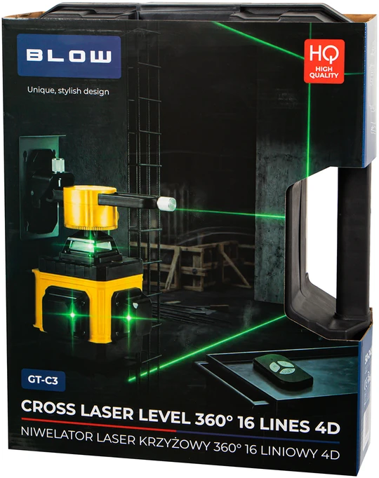 50-249# Miernik niwelator gt-c3 blow laser krzyżowy poziomica 16 liniowy 4d ze statywem