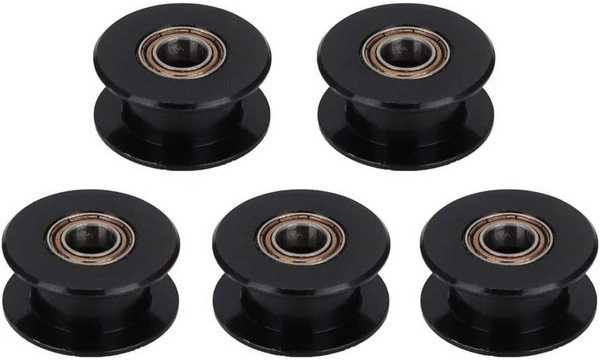 Grąžtas Oem GT2 skriemulys be dantų - juodas - 5 mm ašis - 6 mm diržui - RepRap 3D CNC 3D spausdintuvas