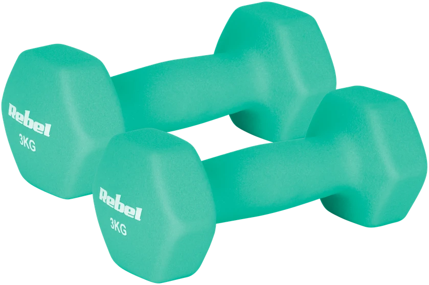 HEX ketaus neopreno hanteliai 2x3kg, REBEL ACTIVE