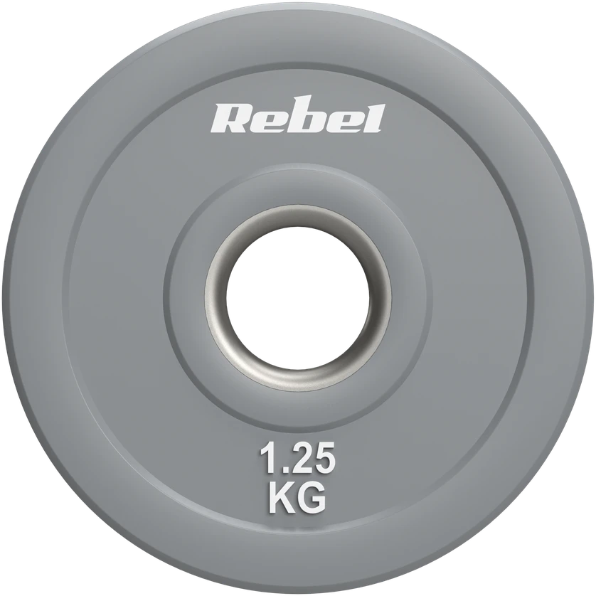 >>>Olimpiniai gumuoti BUMPER svareliai, BEAST serijos, 2 x 1.25 kg rinkinys, skylės skersmuo 51 mm, REBEL ACTIVE