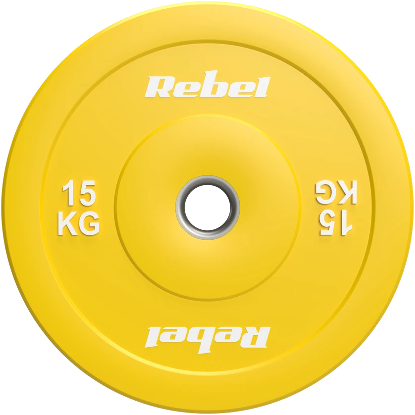 >>>Olimpiniai gumuoti BUMPER svareliai, BEAST serijos, 2 x 15 kg rinkinys, skylės skersmuo 51 mm, REBEL ACTIVE