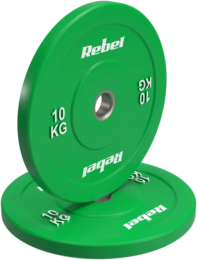 >>>Olimpiniai gumuoti BUMPER svareliai, BEAST serijos, 2 x 10 kg rinkinys, skylės skersmuo 51 mm, REBEL ACTIVE