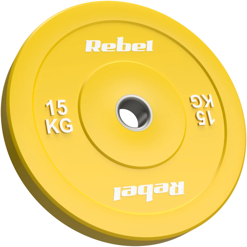 >>>Olimpiniai gumuoti BUMPER svareliai, BEAST serijos, 2 x 15 kg rinkinys, skylės skersmuo 51 mm, REBEL ACTIVE