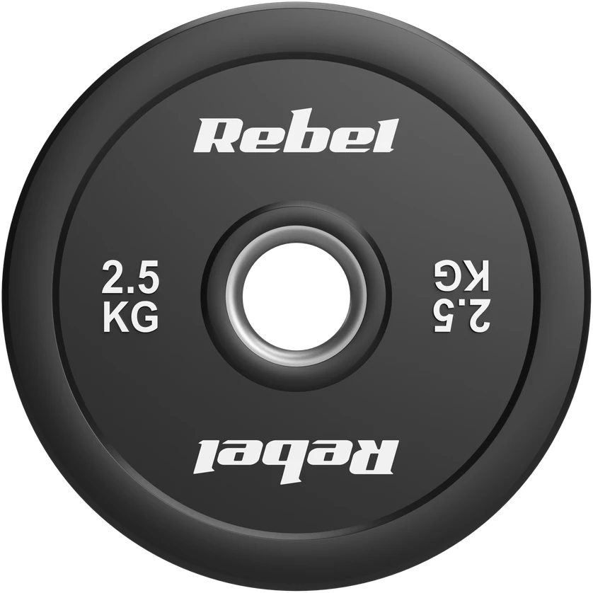 Olimpiniai gumuoti svarmenys BUMPER rinkinys 2x2.5kg, skylės skersmuo 51 mm, REBEL ACTIVE