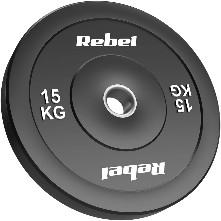 Olimpiniai gumuoti svarmenys BUMPER rinkinys 2x15kg, skylės skersmuo 51 mm, REBEL ACTIVE