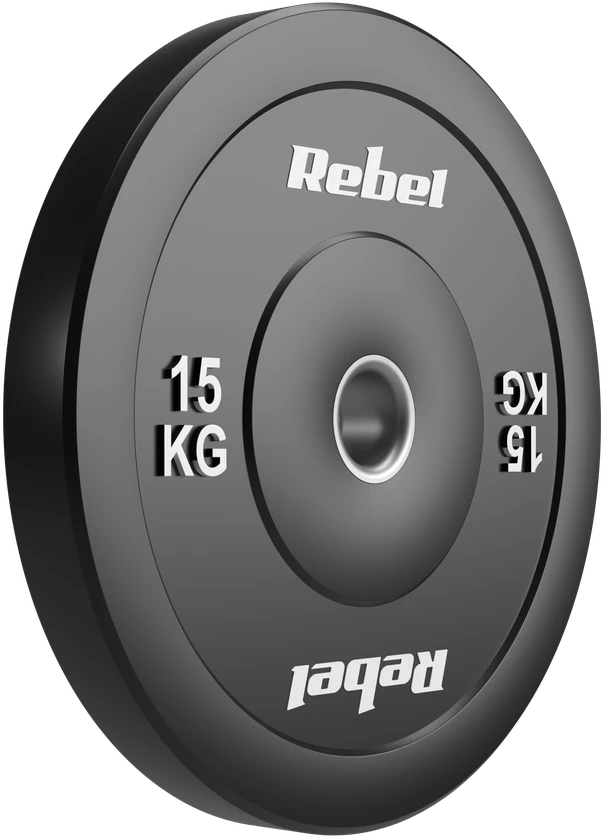 Olimpiniai gumuoti svarmenys BUMPER rinkinys 2x15kg, skylės skersmuo 51 mm, REBEL ACTIVE