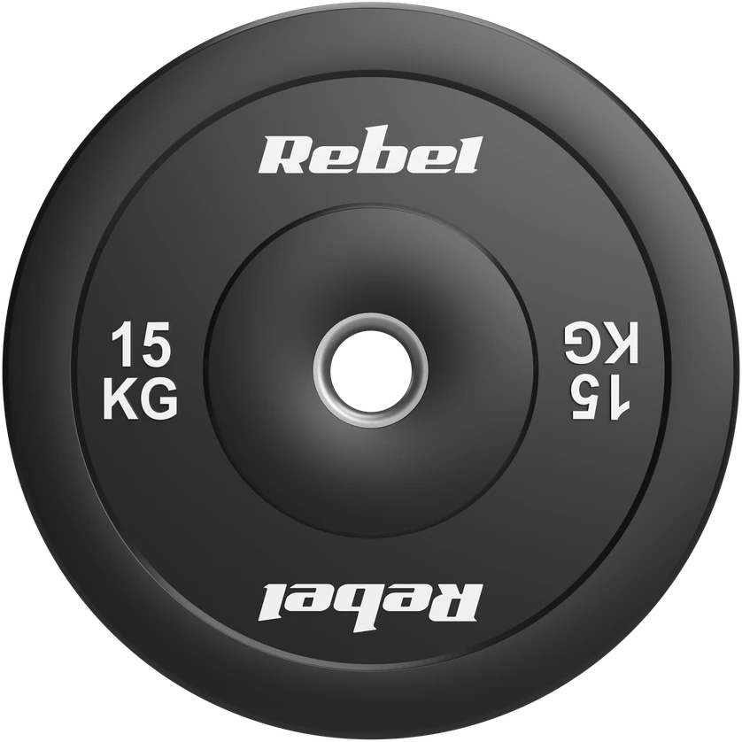 Olimpiniai gumuoti svarmenys BUMPER rinkinys 2x15kg, skylės skersmuo 51 mm, REBEL ACTIVE