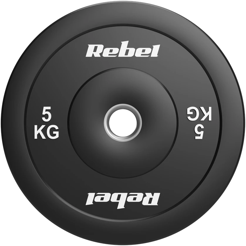 Olimpiniai gumuoti svarmenys BUMPER rinkinys 2x5kg, skylės skersmuo 51 mm, REBEL ACTIVE