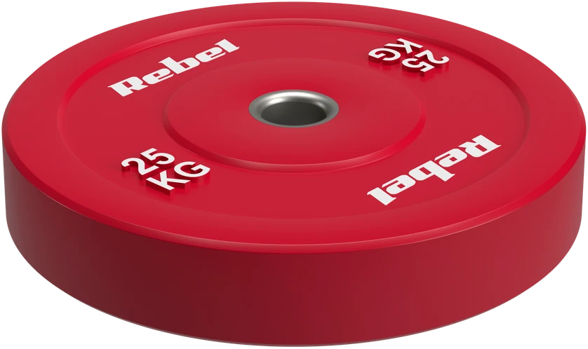 >>>Olimpinis gumuotas BUMPER svorio diskas, BEAST serijos, 25 kg, skylės skersmuo 51 mm, REBEL ACTIVE