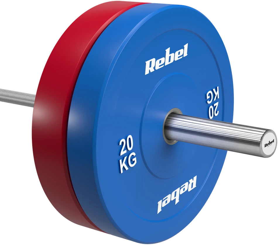 >>>Olimpinis gumuotas BUMPER svorio diskas, BEAST serijos, 20 kg, skylės skersmuo 51 mm, REBEL ACTIVE