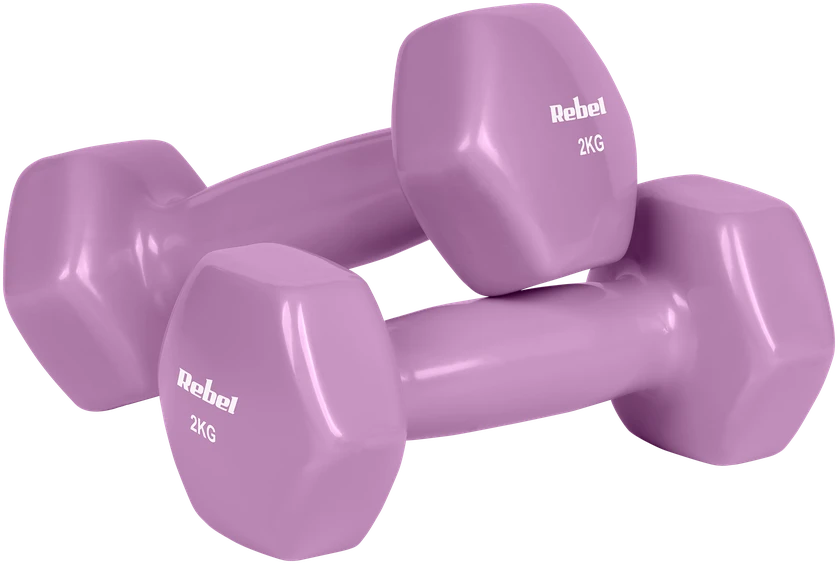 >>>ŠEŠIAKAMPIAI 2x2kg vinilo ketaus hanteliai, REBEL ACTIVE