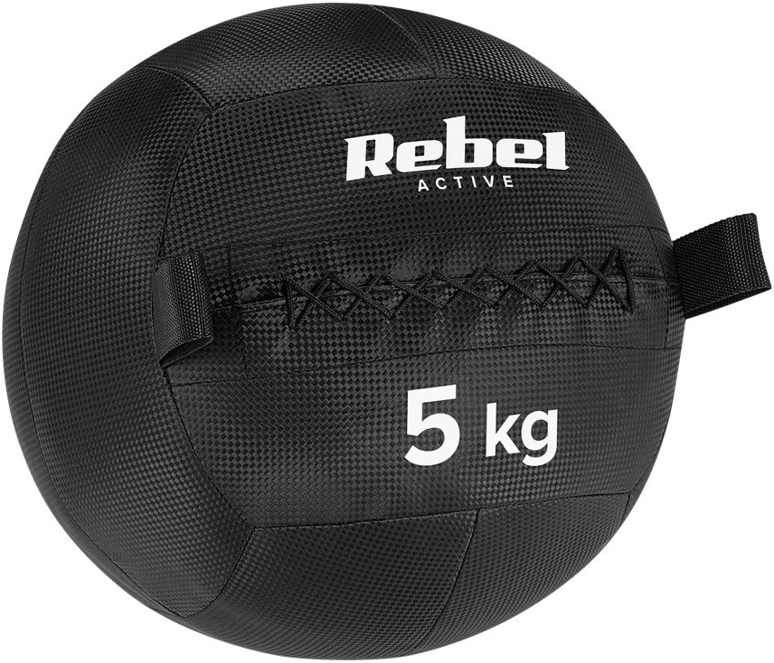 >>Medicininis kamuolys fitneso ir reabilitacijos pratimams, 5kg, REBEL ACTIVE