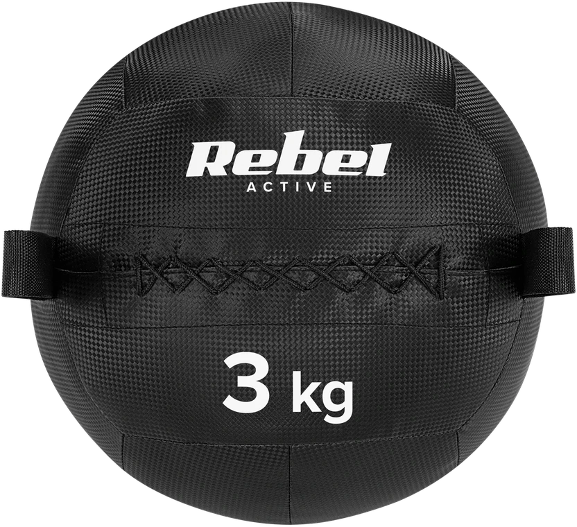>>Medicininis kamuolys fitneso ir reabilitacijos pratimams, 3kg, REBEL ACTIVE