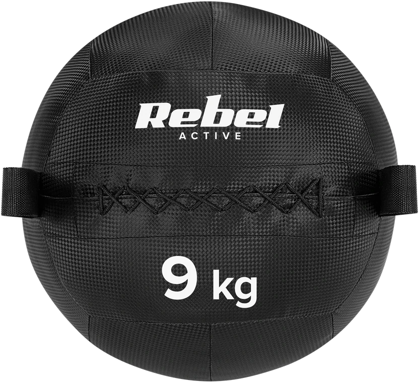 >>Medicininis kamuolys fitneso ir reabilitacijos pratimams, 9kg, REBEL ACTIVE