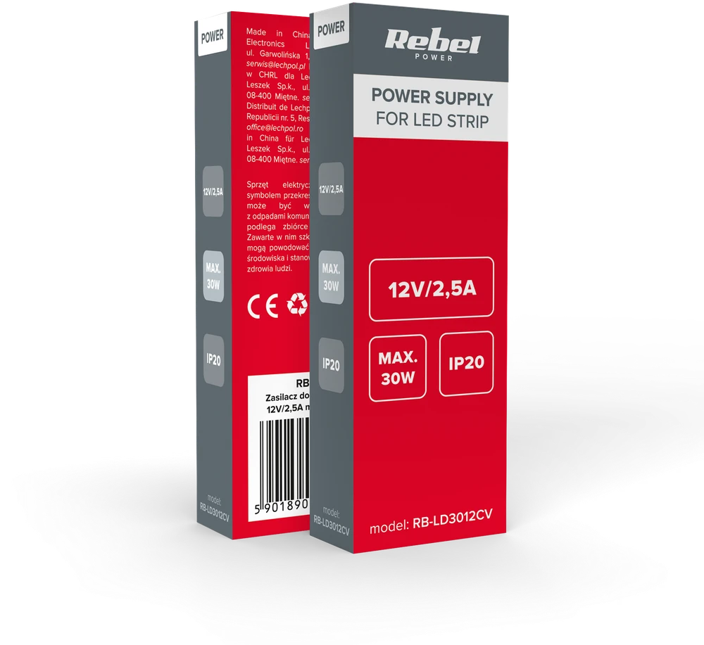 >>Rebel maitinimo šaltinis LED girliandoms 12 V / 2.5 A, maks, 30 W, IP20