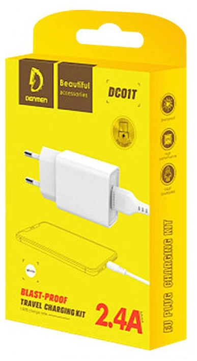 Denmen >>USB sieninis įkroviklis + USB C tipo laidas 2400 mA 12 W