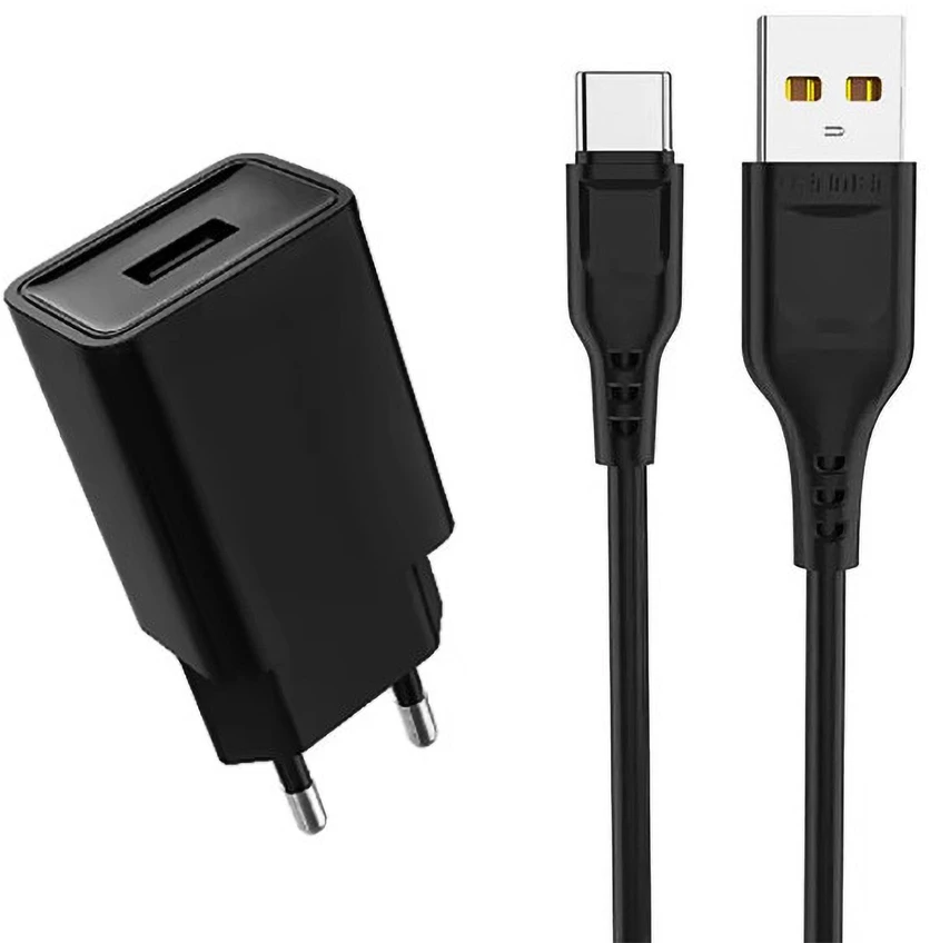 LP Nemo Įkroviklis 12W 2.4A + USB - USB-C kabelis Denmen DC01 juodos spalvos