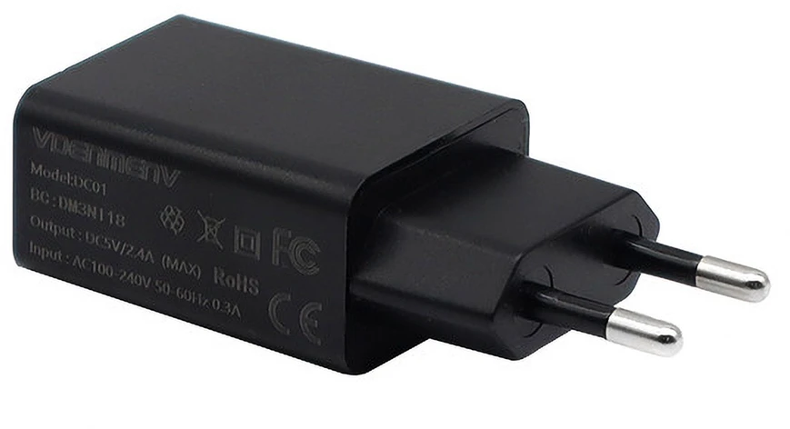 LP Nemo Įkroviklis 12W 2.4A + USB - USB-C kabelis Denmen DC01 juodos spalvos