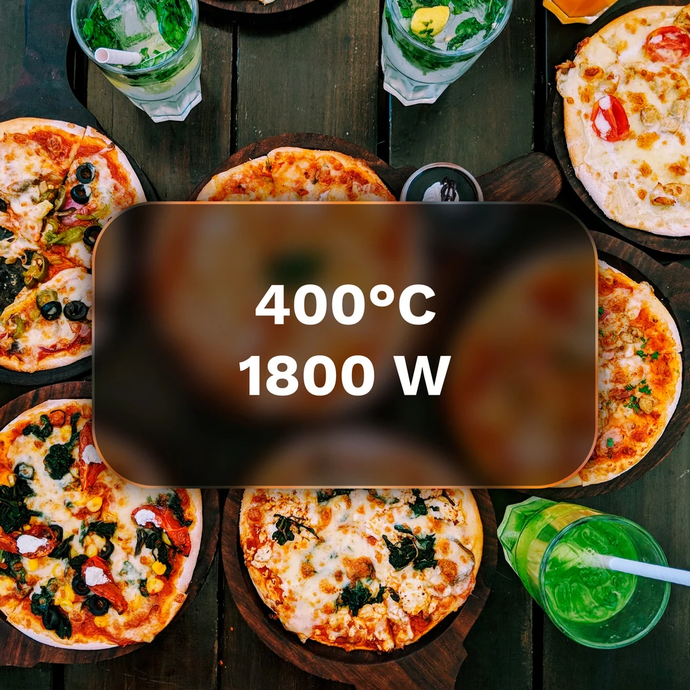 >TEESA SUPREME MAX picos krosnelė 1800 W, 400 laipsnių, du kaitinimo elementai, langelis, juoda, 35 cm