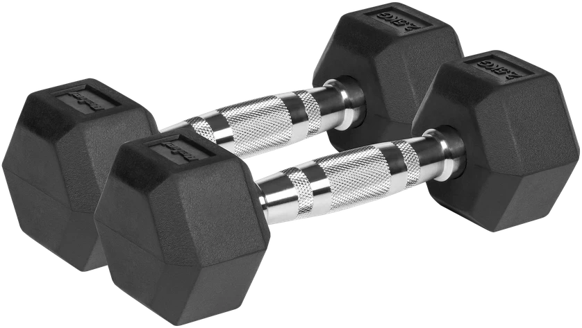 Hantle Guma dengti ketaus hanteliai HEX 2x2,5kg REBEL ACTIVE