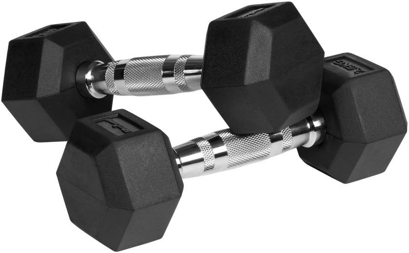 Hantle Guma dengti ketaus hanteliai HEX 2x2,5kg REBEL ACTIVE