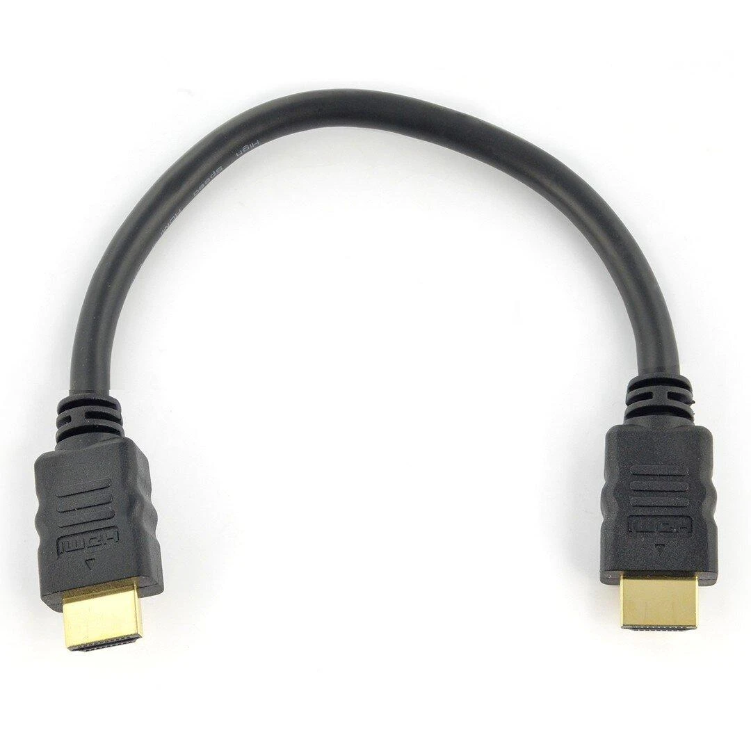 Trumpas 25 cm HDMI laidas juodu korpusu