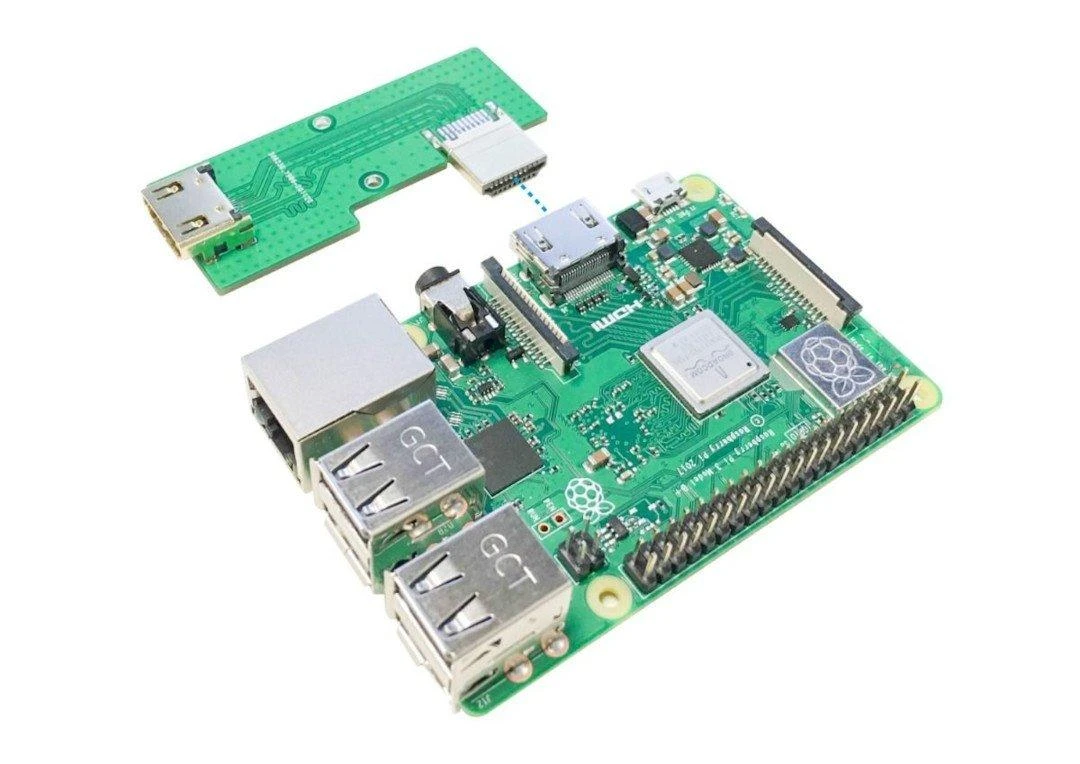Uctronics HDMI adapterio plokštė ir Raspberry Pi