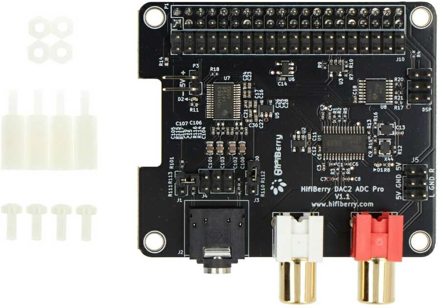 HiFiBerry DAC2 ADC Pro su RCA jungtimis