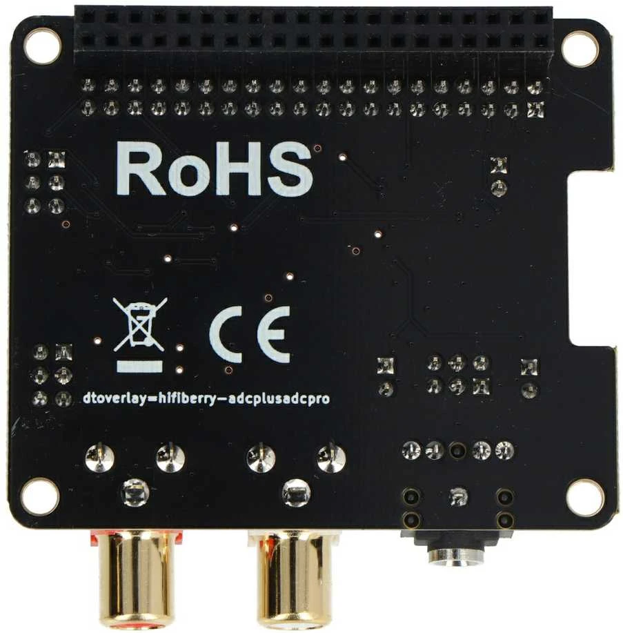 HiFiBerry DAC2 ADC Pro apatinė plokštės pusė