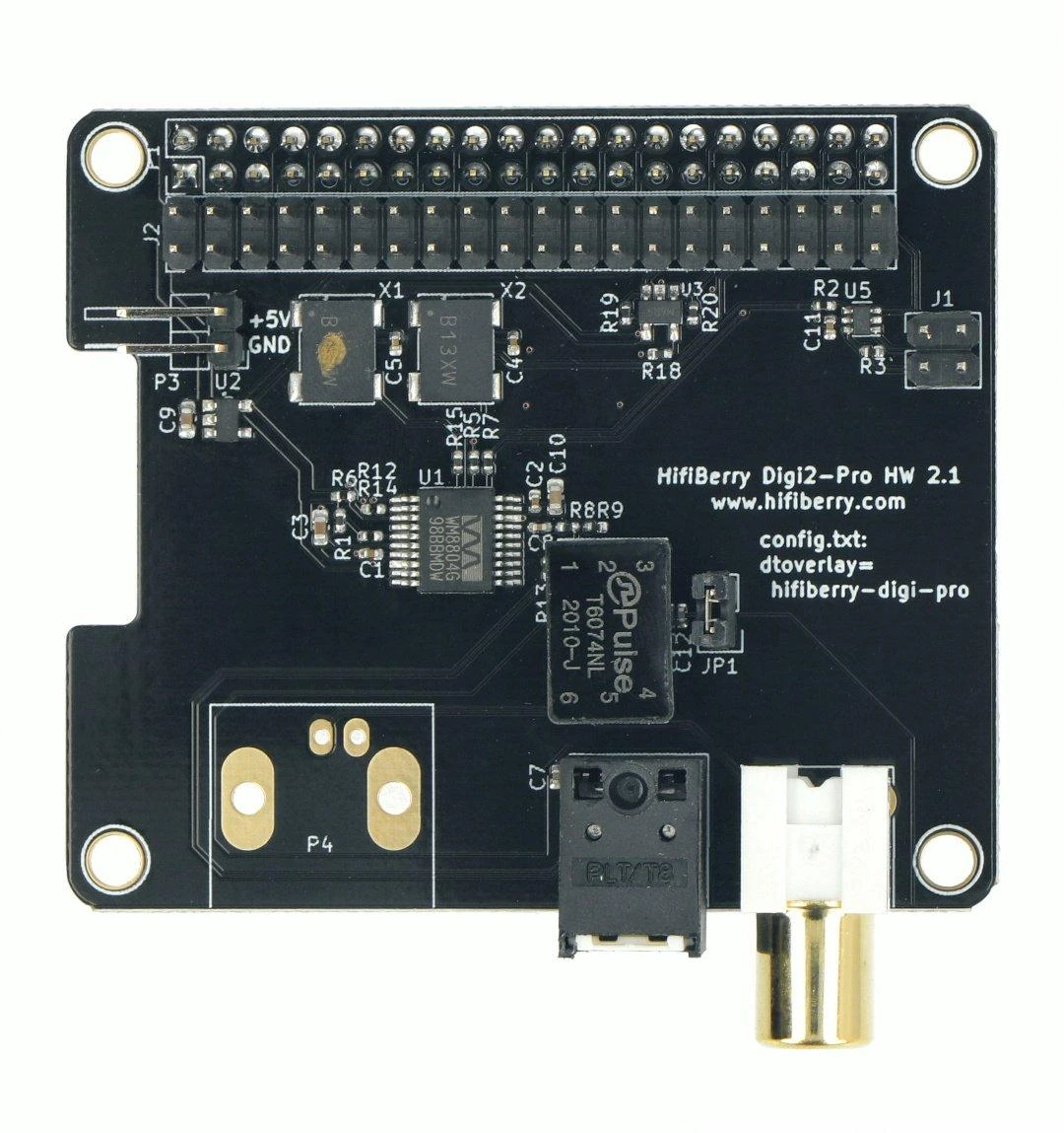 HiFiBerry Digi2 Pro garso plokštė, viršutinis vaizdas