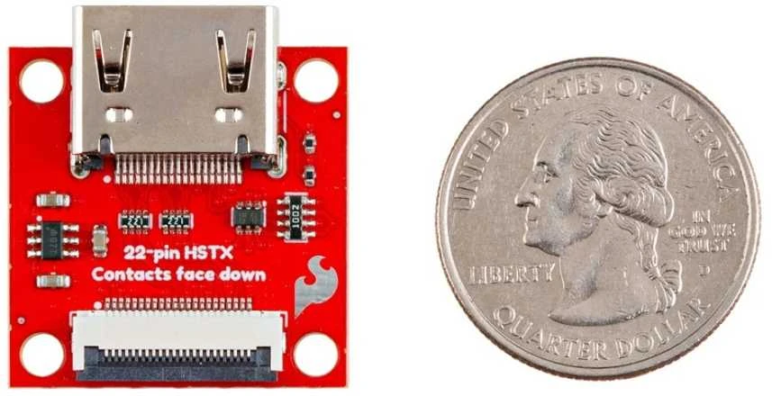 HSTX 22 kontaktų adapteris – dydis su moneta