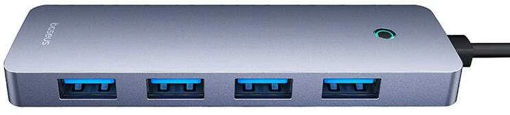Baseus Šakotuvas USB-A 4 prievadų (USB 3.0) + USB-C maitinimui 50cm - pilkas