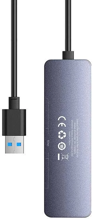 Baseus Šakotuvas USB-A 4 prievadų (USB 3.0) + USB-C maitinimui 50cm - pilkas