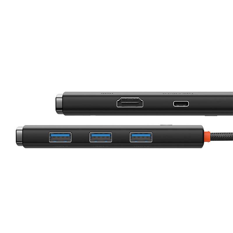 HUB Baseus Lite serijos 5 prievadų USB-C prie HDMI+USB3.0x3+PD (juoda)