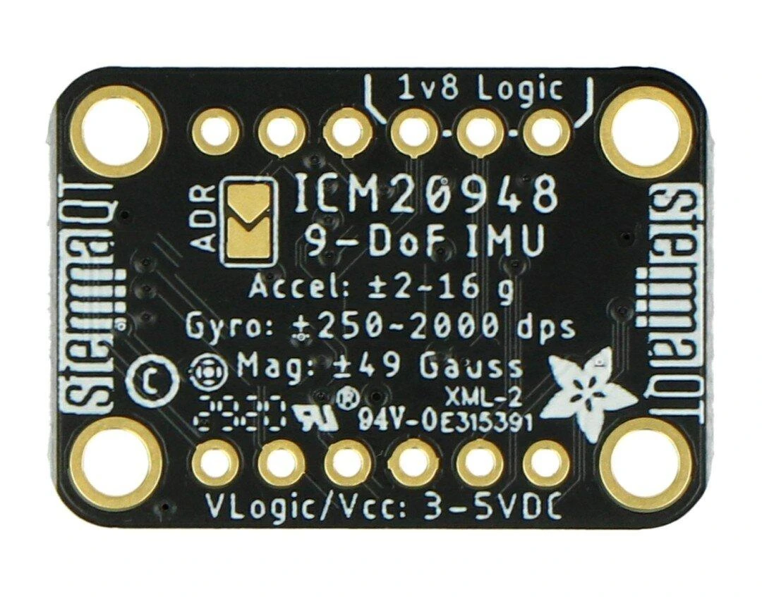 ICM-20948 9DoF, 3 ašių akselerometras, giroskopas ir magnetometras I2C / SPI Qwiic, Adafruit 4554