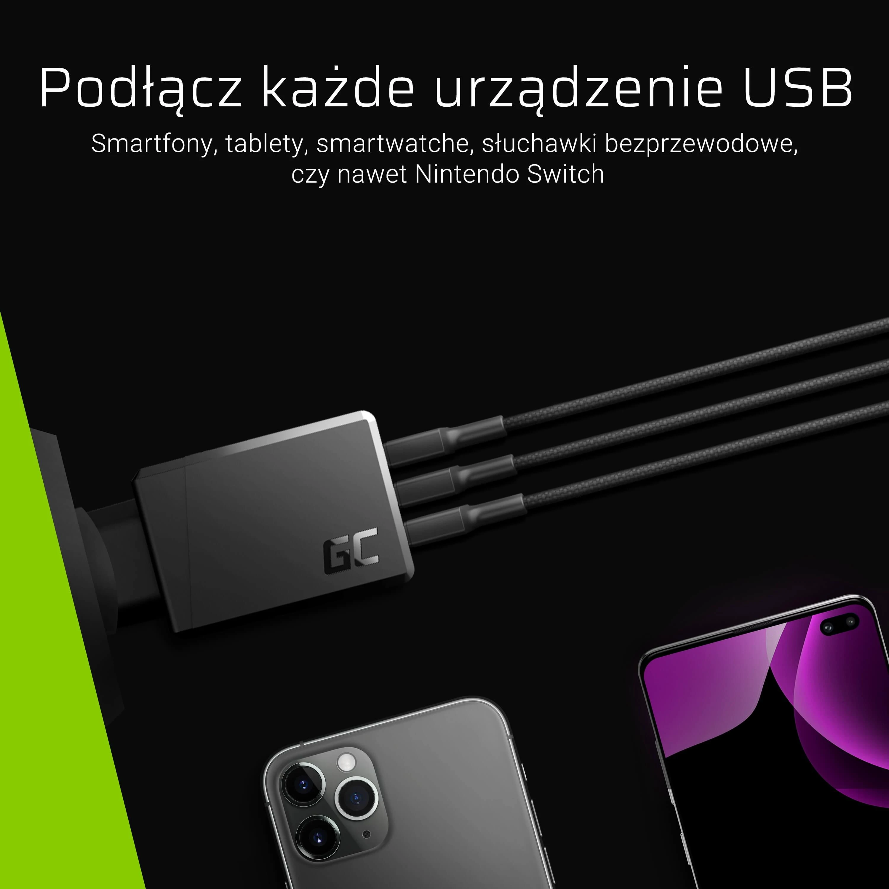 Green Cell Žalias Cell GREENCELL ChargeSource 3 3xUSB 30W sieninis adapteris Ultra Charge ir Smart Charge