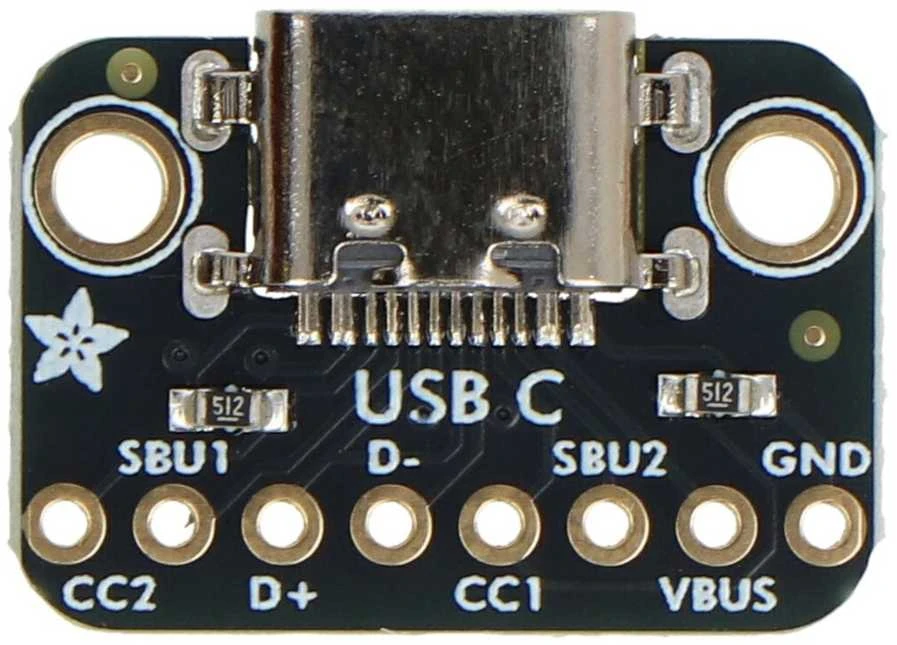 Adafruit 6050 USB C modulis iš viršaus