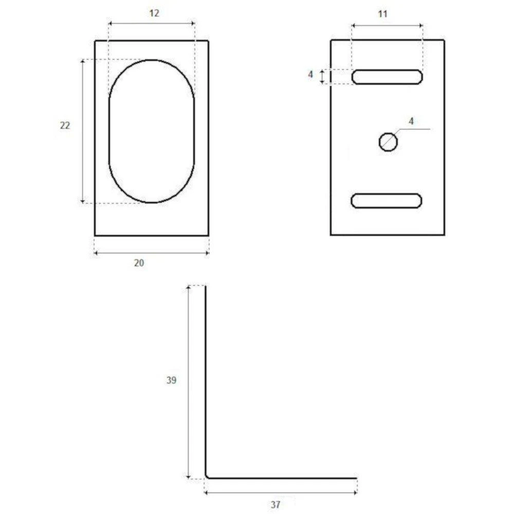 M12 jutiklio laikiklis - techninė schema
