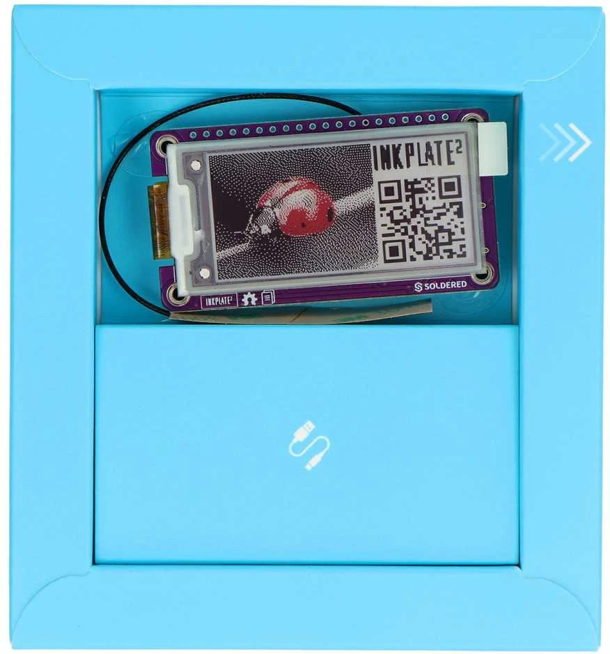 Inkplate 2 – 2.13 colių 212x104 pikselių elektroninio popieriaus ekranas – ESP32 – skirta Arduino – Soldered 333166